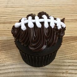 Half Dozen Football Cupcakes with Fudge Icing
